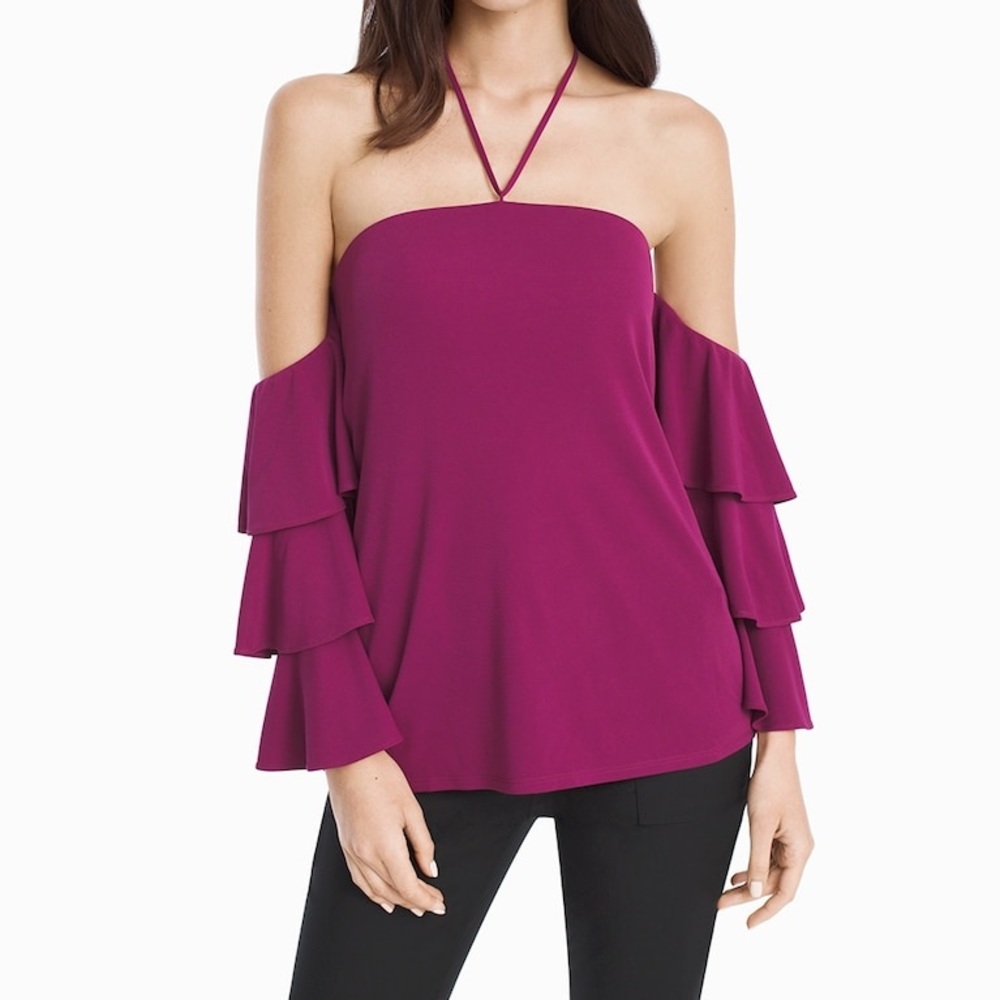 NWT WHBM off the shoulder 3/4 sleeve tiered top